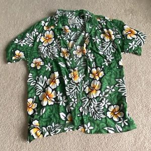 Green floral Hawaiian shirt